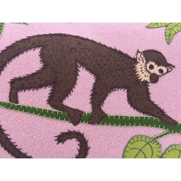 Jan Constantine England 100% Wool Thrown Pillow Feathers Filled Tropical Monkey - Picture 2 of 11